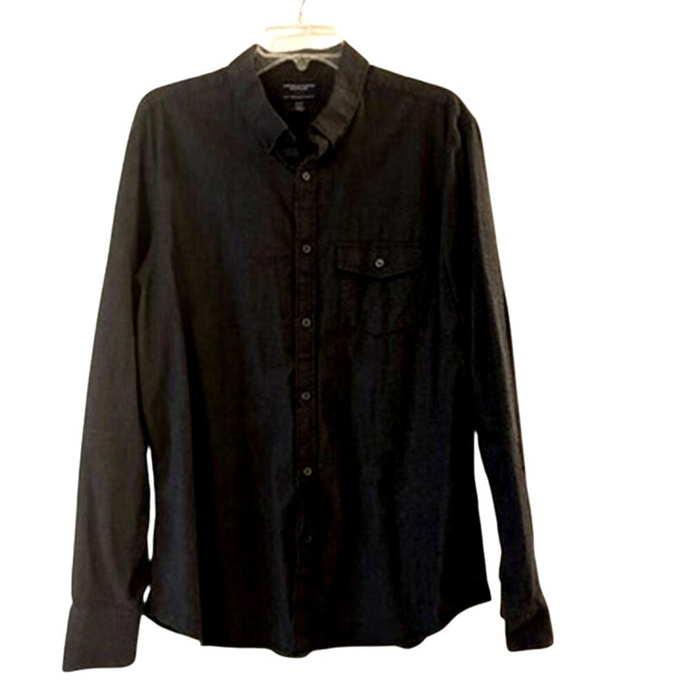 American Eagle Outfitters Flannel Shirt XL Black Gray Long Sleeve Button Front